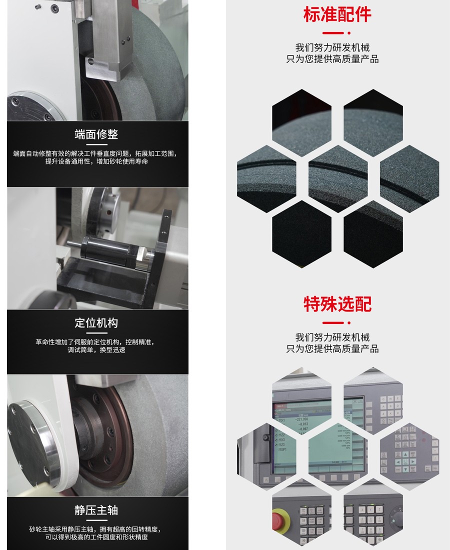 FX-18CNC數(shù)控?zé)o心磨床標(biāo)準(zhǔn)配件及特殊選配。